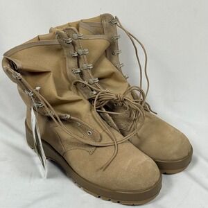 Rocky Boots Army Combat Hot Weather Mens Size 10R Tan Suede Leather Vibram Sole